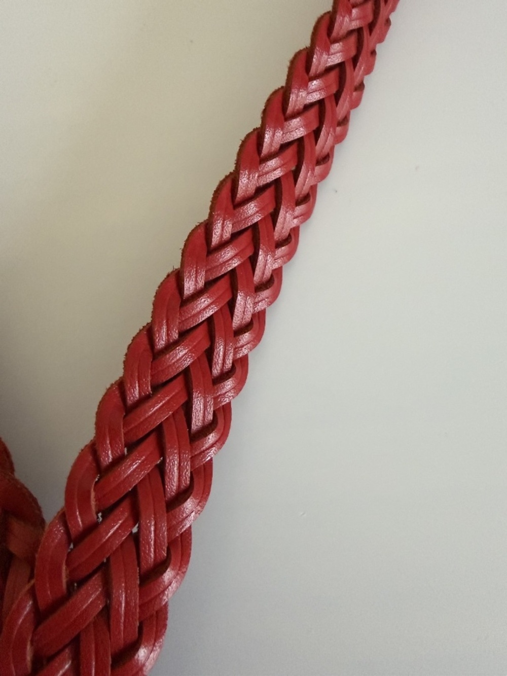 Classic Red Woven Leather Belt Covered Buckle Medium Large 1" Vintage Style - Picture 8 of 8